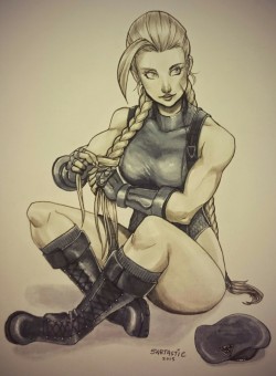 sabtastique:  Cammy’s new Street Fighter 5 redesign - done in warm and cool grey copic marker. 