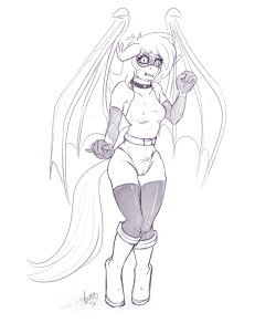 in-stream donation doodle for Duskthebatpack of his OC nervously cosplaying a sexy super heroine :D