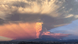 dainktellectual:  thegasolinestation:   Chile’s Calbuco Volcano Erupts First eruption in 42 years results in huge ash cloud over mountainous area in south of country Sources: The Guardian / NBC News / The Telegraph / reddit /Video GIF: The Gasoline