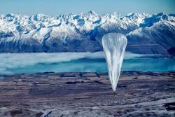 Test flight (Google launches experimental balloons at Lake Tekapo, New Zealand that will float in the stratosphere in an attempt to get the whole planet online)