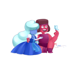 xluminaa: Ruby &amp; Sapphire fanart, because I adore them so much!    If you want to take a better look at it, go visit my deviantART page: xluminaa.deviantart.comEDIT: Y'all are awesome, this is the first time people on tumblr actually acknowledge