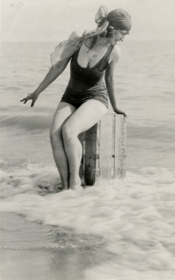   Gladys Wagner, modeling in the 1920s at the beach in San Francisco   and she kissed the sun, on a sunkist.. ( private collection) 
