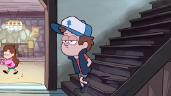 llttledipper:  this is one of dipper’s neutral expressions according to the Hand that Rocks the Mabel. nothing with dipper was happening before this. this is how he enters the scene. walking down the stairs. hunched over. hands in pockets. eyes lidded.