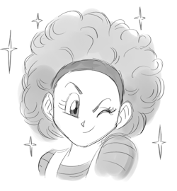   Anonymous asked funsexydragonball:  Which of Bulma&rsquo;s various hairstyles do you like best?  Dat afro. 