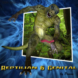 Reptilian 6 Genital  &ldquo;Reptilian 6 Genital&rdquo; is a custom geografted figure. Your lizards now have an extra tool, appropriate for fantasy renders. This pack provides several controls to pose and shape the figure. Using  only these controls, the