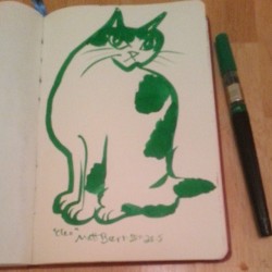 This cat thinks she&rsquo;s the boss. #cats #meow #pentelbrushpen #ink #mattbernson #artistsontumblr