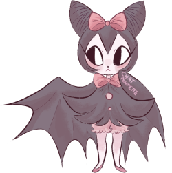chat-poupette: Here’s a little vampire bat girl I designed, back when my tablet was broken!  I drew her originally with the touchpad option on my computer in Paint, and have kept her concept since! :&gt; (do not tag as kin/me/id) 