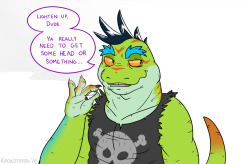 krokotrash:  So, yeah… I’d like to think Mondo is a really laid-back dude who’d rather get baked than take things seriously. He’s probably also someone who’d be casually OK with giving a fellow bro a BJ while under the influence.    If it feels