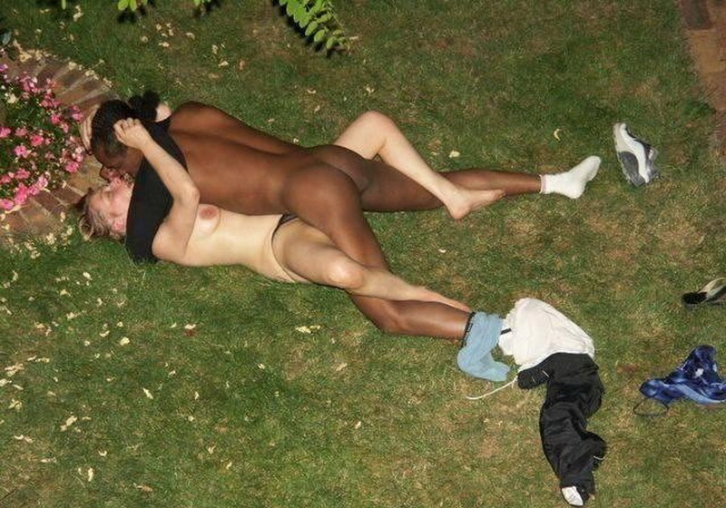 Nude girl in back yard neighbor