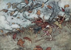 pagewoman:  Autumn Fairies Dancing In The Wind  ✮   illustrated by Arthur Rackham