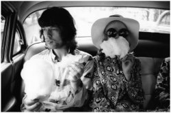lostinhistorypics:  Mick Jagger and Marianne Faithfull eating candy floss in the back of a car, 1960s.