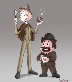 Commissioned piece featuring Pearl and Steven as Sherlock Holmes and Watson! Thanks for the commission!