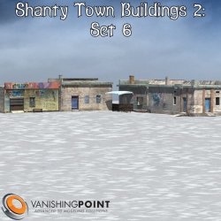 The  sixth set of buildings to build your own town and village. Includes 4  models which also work nicely with the other Shanty 2 Building Sets and  the Shanty 2 Town Blocks. Fantastic product by fantastic John Hoagland! Compatible with Daz Studio 4.8