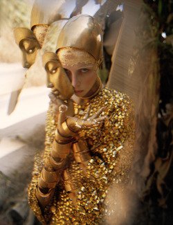 &ldquo;Gilt Trip&rdquo; A fantastical fashion-filled pilgrimage to the golden land of Burmaby  W magazine Photography: Tim WalkerModel: Edie CampbellStyle: Jacob KHairstyle: Christiaan HoutenbosMakeup: Sam Bryant