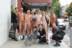 my-life-stripped-bare:  This was taken during the “Nude In” a naked protest in San Francisco. In the middle of it, a group of us went for a walk. As we went along we were constantly stopped by people so they could have their pictures taken with us.