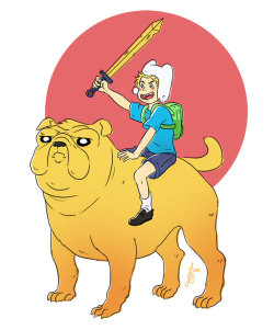 quackamos:  Colored that one sketch from awhile ago… It’s Finn and Jake in a Studio Ghibli style! :) 