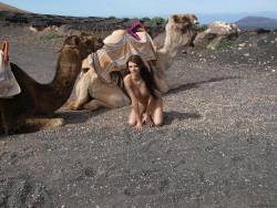 kinkissx:  captured by arab nomads in Morocco, this european girl, stripped naked and concerned about her destiny, is waiting to be tied to a camel and led to the south. The caravan, transporting slaves, goats and carpets, will cross the Sahara desert