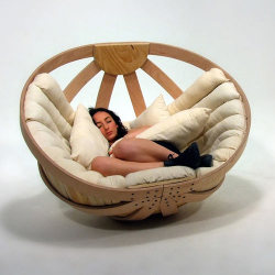 gayalienspacerocks:  iqagency:  Meet Cradle.This rocking chair is named “Cradle” was designed for creating a safe, comfortable, and relaxing space in which the user can dissipate the overstimulation of their senses. The design was heavily directed