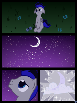 template93:  A Commission from Knightsmile  Hi OC finds comfort in the night sky while down, and also getting his cutie mark.   yay~
