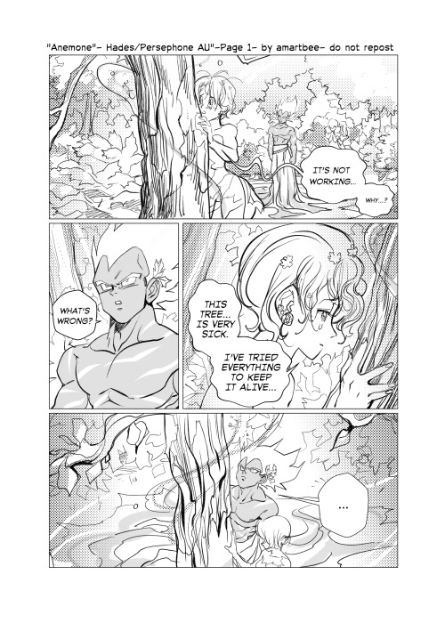 amartbee:  This is from an AU where Hades is Vegeta and Bulma is Persephone.Death is a hard topic to explore… 