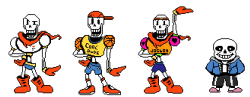 inappropriatetimeforundyne:  Greater Mod here. I’ve been making a crapton of sprite edits for use by the other mods, and other people who want to submit. (Full view plz)  All the colors were sampled from characters’ overworld sprites, unless they