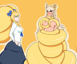 g-lahndi:  A commission involving my character and Emily from Monster Girl Quest over in DA.