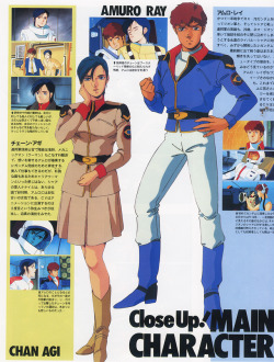 80sanime:  Main cast of Mobile Suit Gundam: Char’s Counterattack (1988).
