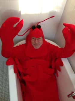 deadend:  thefingerfuckingfemalefury:  tenaflyviper:  If you can’t find a place on your blog for Patrick Stewart in a bathtub dressed like a lobster, then your blog probably doesn’t deserve such majesty anyway.  I cannot think of any good reason why