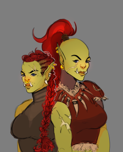 muruchi: orc sisters my character on the left (revka) and my good friend’s orc (grokra) on the right going to racechange my human into an orc and it’s gonna be awesome!! 