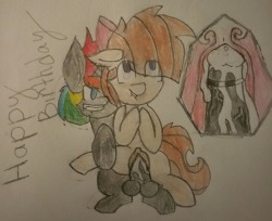 drakediamondmic24:Happy birthday again @shinonsfw and here your late birthday gift I know it sucks but I had to draw you something…..and before anypony says krylone is the right color I didn’t have it and it’s past midnight….heh eeaea more aggie