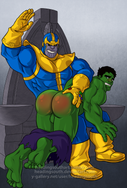 headingsouthart:  Commission for Soupgoblin on y!gallery http://www.y-gallery.net/user/soupgoblin/ Hulk and Thanos