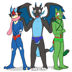 Mega-Evolution Pokes and a Syncro-Evo Poke in undiesA suggestion from the stream, since we’re watching the new pokemon episodes, and well, why not make them wear undies.