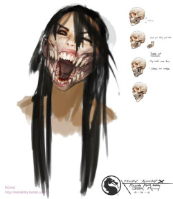 ein457:  hi-nu-roly:  olololkitty:  Mortal Kombat X -   Mileena  Mileena’s new mouth anatomy by   Justin Murray    THIS IS SO COOL LOOK AT THATWOW  Concept art looks better than the character model  I love Mileena’s new design! &lt;3