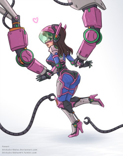 DVA Robot Dollication 3 Uh-oh Dva&rsquo;s mech is going haywire and is going to give her an  upgrade whether she likes it or not.  The mechanical arms work their oil  and glue onto Dva&rsquo;s smooth curves to ready the upgrades. She becomes  more robotic