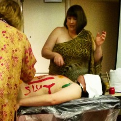 Wax play demo with #madamelynn at #domconla. #femdom #mistress #bdsm #kinky #sexy #sexygram #bondage #fetish #domina #domme #sextoys #domcon #dominatrix #convention #candles #wax #waxplay #humiliation #cfnm