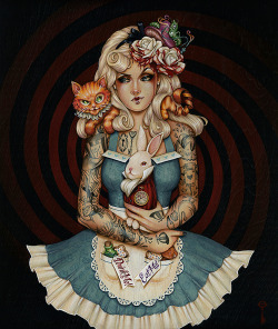 vickykun:  fairytalemood:  art by Glenn Arthur for the Forever Fabled exhibition at Thinkspace gallery (June 1 - 29, 2013) Acrylic on wood panel Alice in Wonderland, Snow White, Sleeping Beauty, Goldilocks, Little Red Riding Hood  wow 