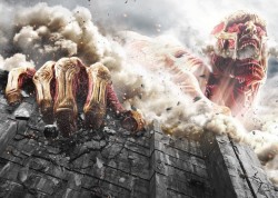 Promotional still of the Colossal Titan in the upcoming SnK live action films!It also serves as the video thumbnail for the 2nd trailer.