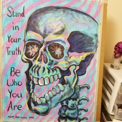 Skull in my studio.    Someone once said to me,  Stand in your truth, Be who you are.  Of course you can only be you, but that isn&rsquo;t the point.    The point is, it&rsquo;s a struggle being a cotton candy zebra creature in the midst of sheep who