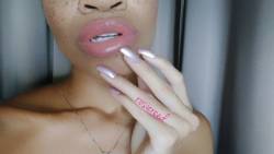 I love my lips! ðŸ˜›  Happy day to you. Please remember to be happy, nice and positive. Love ya!  #rosiereed #ebonygoddess  #nails #pinknails #lipstickfetish #lips #exotic #goddessworship #longnails