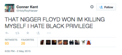 almightyslaaavs:  imsoshive:  …. but racism is over tho.   Woah  White people can&rsquo;t stand mayweather because he richer than them, he cocky as hell, and talented as fuck. He don&rsquo;t follow that polite talented black man narrative (aka that