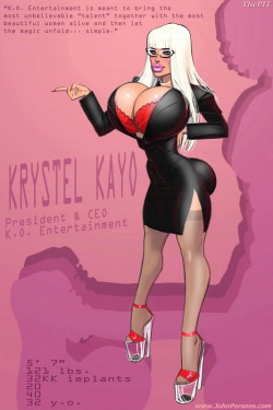 mdfive:  salm6n7djbooy:  KRYSTEL KAYO  I like her look, but due to the stylization involved, her butt looks kinda weird.Art by The Pit (often miscredited as John Persons)Also, a note to those on Facebook (since most of my Tumblr posts are x-posted there):