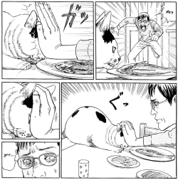 horrorjapan:  axelkatten:  Junji Ito is the best, and I want Cat Diary to get adapted into an anime.  Junji Ito could create a manga about washing dishes and it would still be better than 90% of manga or comics out there. 