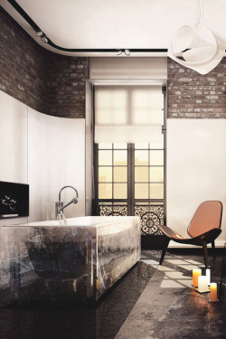 livingpursuit:  Arctic Bathroom by KO + KO Architects  Love the tub.