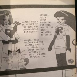 pokemon-diamond-version:  wongfuavatar:  I found my old pokemon book- i dont know who i relate to the most  giovanni wrote this 