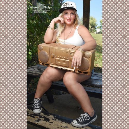 Spring is here&hellip;. we are starting to get out the house&hellip;.. here is a spring shot with throwback of Eliza @realelizajayne embracing hip hop with this golden boom box #boombox #thick #sneaker #blonde #photosbyphelps #imakeprettypeopleprettier
