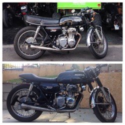 Before and After shots of my CB350 with it&rsquo;s new seat.. It&rsquo;s coming along.. #honda #cb350f #cb350 #caferacer #vintage #motorcycle #xdiv #xdivla  #new #la #follow #pma #shirts #brand #diamond #staygolden #like #x #div #losangeles #clothing