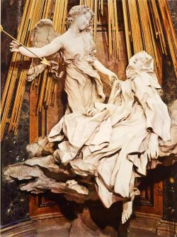 tpulov:  Gian Lorenzo Bernini - Ecstasy of Saint Teresa (1652)  (…) the chapel illustrates a moment where divinity intrudes on an earthly body. Caroline Babcock speaks of Bernini’s melding of sensual and spiritual pleasure in the “orgiastic” grouping