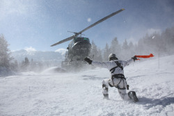 gunrunnerhell:  Landing A German soldier direct a helicopter during landing at one of their high mountain training areas. (Photo: © Bundeswehr / Zäch. Date: 23/02/2011)