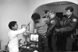 historical-nonfiction:   In 1987 boy named Diamond made a call to the Minneapolis police saying that his father was physically attacking his mother. This photograph, of one boy’s bravery, was hailed as one of the most influential photographs in the