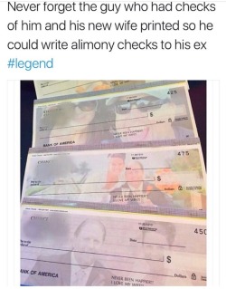 lucidnee: virgoassbitch: “NEVER BEEN HAPPIER!!!! I LOVE MY WIFE!!” me bouta cash the check of u and ya ugly ass wife  